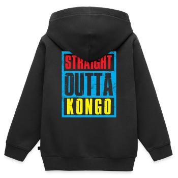 Directement sorti du Congo - Sweat Premium à capuche zippé enfant bio - noir - Dos - AI Model Kid Male (0cm)