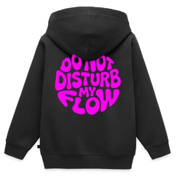 Ne dérange pas mon flux sous la marque rose - Sweat Premium à capuche zippé enfant bio - noir - Dos - AI Model Kid Male (0cm)
