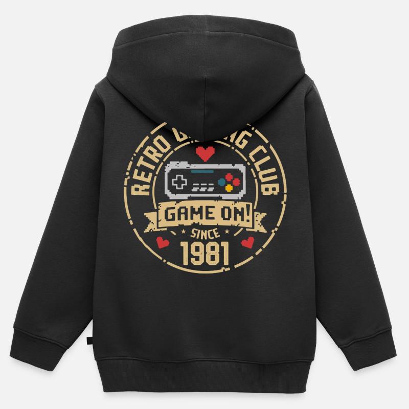Vintage 1981 Anniversaire 1981 Cadeau 1981 - Sweat Premium à capuche zippé enfant bio - noir