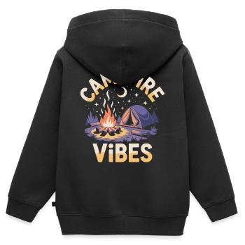 Ambiance de feu de camp - Sweat Premium à capuche zippé enfant bio - noir - Dos - AI Model Kid Male (0cm)