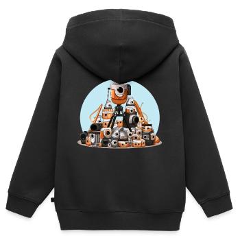 Camera pile illustration - Kids Premium Organic Zip-up Hoodie - black - Back - AI Model Kid Male (0cm)
