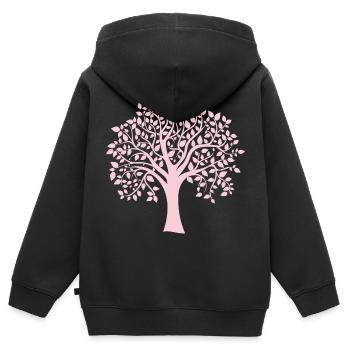 Icon Pink Jumbo Tree Print Silhouette - Kinder Premium Organic Zip Hoodie - Schwarz - Hinten - AI Model Kid Male (0cm)