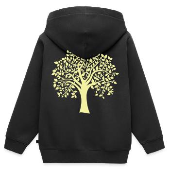 Icon Gelber Jumbo-Baum-Print-Silhouette - Kinder Premium Organic Zip Hoodie - Schwarz - Hinten - AI Model Kid Male (0cm)