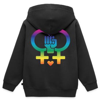 Frauenrechte Frauenpower - Kinder Premium Organic Zip Hoodie - Schwarz - Hinten - AI Model Kid Male (0cm)