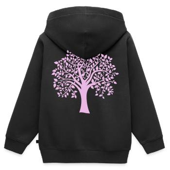 Icon Lila-Jumbo-Baum-Print-Silhouette - Kinder Premium Organic Zip Hoodie - Schwarz - Hinten - AI Model Kid Male (0cm)