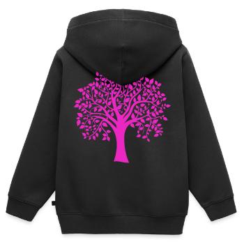 Rosa Jumbo-Baum-Muster-Silhouette - Kinder Premium Organic Zip Hoodie - Schwarz - Hinten - AI Model Kid Male (0cm)