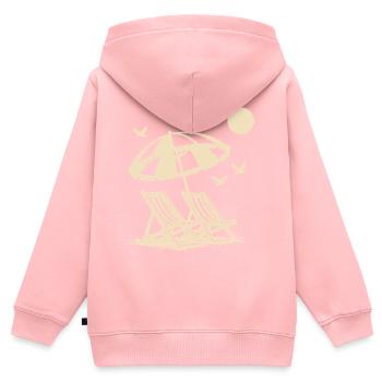 Strandurlaub mit Liegestühlen unter Sonnenschirm - Kinder Premium Organic Zip Hoodie - Rosa - Hinten - AI Model Kid Female (0cm)