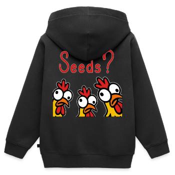Verrückte Hühner Körner verfressen Hobby - Kinder Premium Organic Zip Hoodie - Schwarz - Hinten - AI Model Kid Male (0cm)