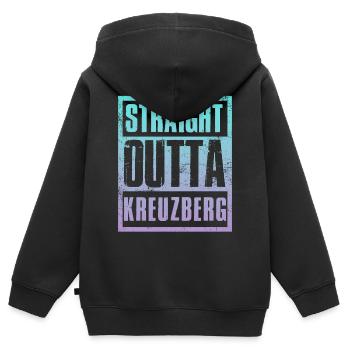 Tout droit sorti de Kreuzberg - Sweat Premium à capuche zippé enfant bio - noir - Dos - AI Model Kid Male (0cm)