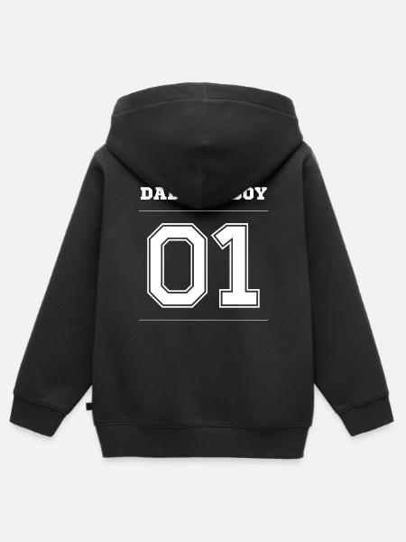 Daddy‘s Boy 01 - Kinder Premium Organic Zip Hoodie - Schwarz