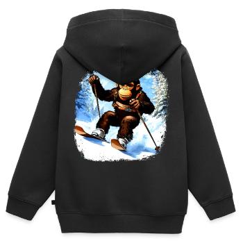 Ski de singe - Sweat Premium à capuche zippé enfant bio - noir - Dos - AI Model Kid Male (0cm)