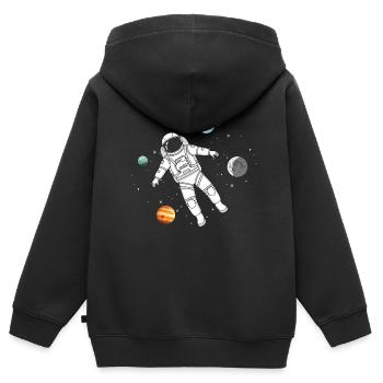 Un astronaute flotte dans l’espace avec des planètes - Sweat Premium à capuche zippé enfant bio - noir - Dos - AI Model Kid Male (0cm)