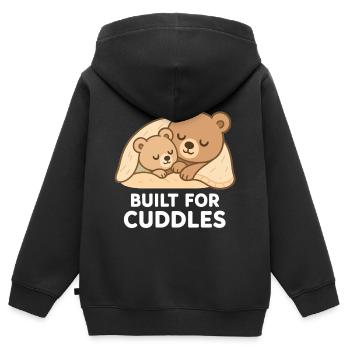 Two Bears to Cuddle – Built for Cuddles - Kids Premium Organic Zip-up Hoodie - black - Back - AI Model Kid Male (0cm)