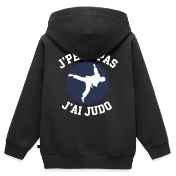 Judo: Ich kann nicht, ich habe Judo - Kinder Premium Organic Zip Hoodie - Schwarz - Hinten - AI Model Kid Male (0cm)