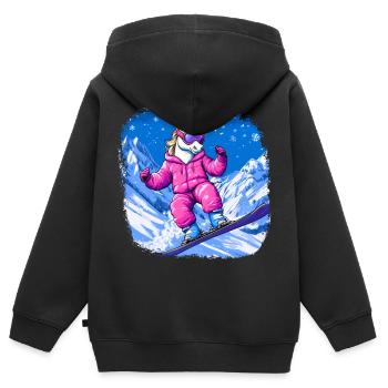 Einhörner Snowboard - Kinder Premium Organic Zip Hoodie - Schwarz - Hinten - AI Model Kid Male (0cm)
