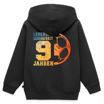 9th Birthday 9 Years Young Kids Football - Kids Premium Organic Zip-up Hoodie - black - Back - AI Model Kid Male (0cm)