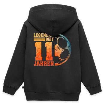 11. Geburtstag 11 Jahre Junge Kinder Fußball - Kinder Premium Organic Zip Hoodie - Schwarz - Hinten - AI Model Kid Male (0cm)