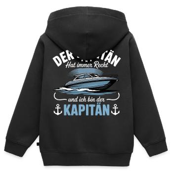 Kapitän Boot Bootsführerschein - Kinder Premium Organic Zip Hoodie - Schwarz - Hinten - AI Model Kid Male (0cm)
