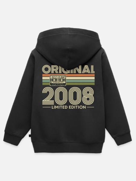 Originale 2008er Vibes Retro-Kassette - Kinder Premium Organic Zip Hoodie - Schwarz