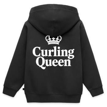 Reine du Curling - La Reine sur la glace - Sweat Premium à capuche zippé enfant bio - noir - Dos - AI Model Kid Male (0cm)