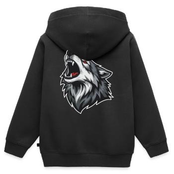 Wild Wolf Heult Rotaugen-Maskottchen Wolf Maskottchen - Kinder Premium Organic Zip Hoodie - Schwarz - Hinten - AI Model Kid Male (0cm)