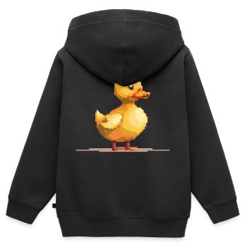 Pixel Duck - Kids Premium Organic Zip-up Hoodie - black - Back - AI Model Kid Male (0cm)