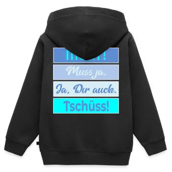 Plauderei Moin Tschüss - Kinder Premium Organic Zip Hoodie - Schwarz - Hinten - AI Model Kid Male (0cm)