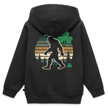 Big Foot St. Patricks Day - Kinder Premium Organic Zip Hoodie - Schwarz - Hinten - AI Model Kid Male (0cm)