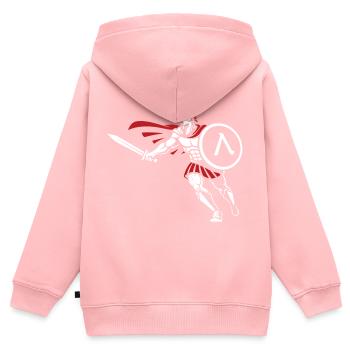 Spartan Attack Sword Shield Spartan-Maskottchen - Kinder Premium Organic Zip Hoodie - Rosa - Hinten - AI Model Kid Female (0cm)