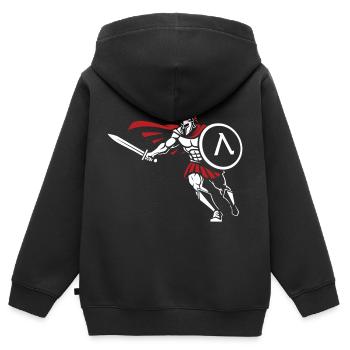 Spartan Attack Sword Shield Spartan-Maskottchen - Kinder Premium Organic Zip Hoodie - Schwarz - Hinten - AI Model Kid Male (0cm)