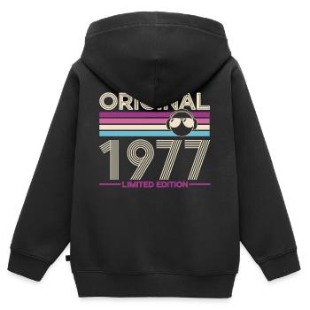 Originaler Remix von 1977 - Kinder Premium Organic Zip Hoodie - Schwarz - Hinten - AI Model Kid Male (0cm)