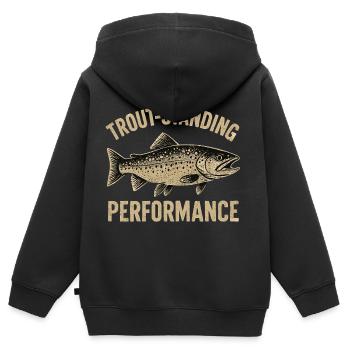 Forellen Angeln Spruch Trout-standing Performance - Kinder Premium Organic Zip Hoodie - Schwarz - Hinten - AI Model Kid Male (0cm)