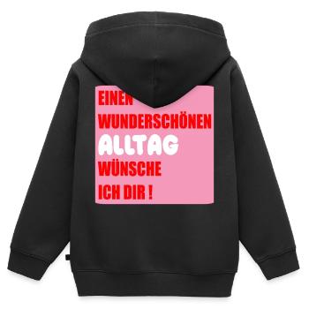 Alltag Wünsche - Kinder Premium Organic Zip Hoodie - Schwarz - Hinten - AI Model Kid Male (0cm)