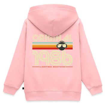 Originale Retro-Edition von 1986 - Kinder Premium Organic Zip Hoodie - Rosa - Hinten - AI Model Kid Female (0cm)