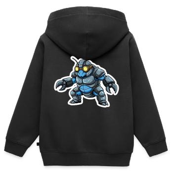 Guerrier_Bionique_Steampunk_Armure_Acier_Bleu - Kinder Premium Organic Zip Hoodie - Schwarz - Hinten - AI Model Kid Male (0cm)