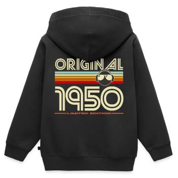 Original 1950 Retro Headphones - Sweat Premium à capuche zippé enfant bio - noir - Dos - AI Model Kid Male (0cm)