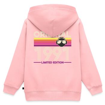 Originale Retro-Edition von 1991 - Kinder Premium Organic Zip Hoodie - Rosa - Hinten - AI Model Kid Female (0cm)