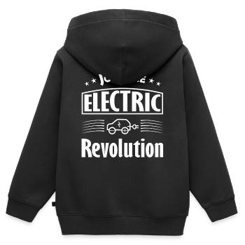 Join The Electric Revolution - Kids Premium Organic Zip-up Hoodie - black - Back - AI Model Kid Male (0cm)