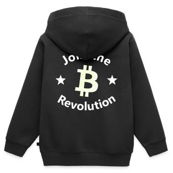 Bitcoin Revolte Kreis - Kinder Premium Organic Zip Hoodie - Schwarz - Hinten - AI Model Kid Male (0cm)