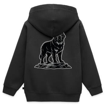 Neufundland-Hundeporträt Schwarzer Rettungsschwimmer - Kinder Premium Organic Zip Hoodie - Schwarz - Hinten - AI Model Kid Male (0cm)