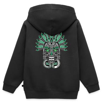 Maya-Inka-Maske Smaragdgrün Totem Grün - Kinder Premium Organic Zip Hoodie - Schwarz - Hinten - AI Model Kid Male (0cm)