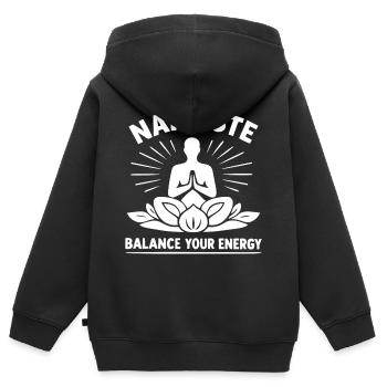 Namaste Balance Your Energy Yoga Meditation - Kinder Premium Organic Zip Hoodie - Schwarz - Hinten - AI Model Kid Male (0cm)