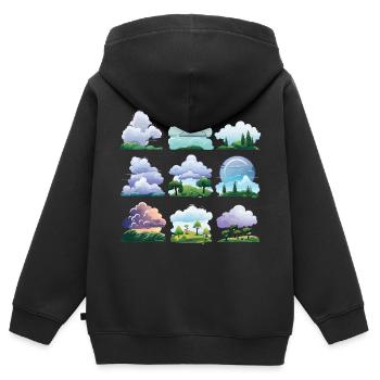 Wolkenlandschaften Cartoon Set - Kinder Premium Organic Zip Hoodie - Schwarz - Hinten - AI Model Kid Male (0cm)
