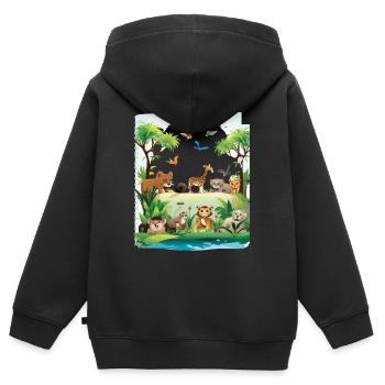 Jungle Tierwelt Safari - Kinder Premium Organic Zip Hoodie - Schwarz - Hinten - AI Model Kid Male (0cm)