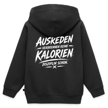 Ausreden Verbrennen Keine Kalorien - Kinder Premium Organic Zip Hoodie - Schwarz - Hinten - AI Model Kid Male (0cm)