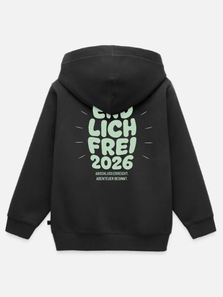 Endlich Frei - Abschluss 2026 - Kinder Premium Organic Zip Hoodie - Schwarz