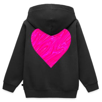 Neon Herz zum Muttertag - Kinder Premium Organic Zip Hoodie - Schwarz - Hinten - AI Model Kid Male (0cm)