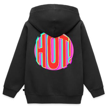 Neon Hot Retro Schriftzug - Kinder Premium Organic Zip Hoodie - Schwarz - Hinten - AI Model Kid Male (0cm)