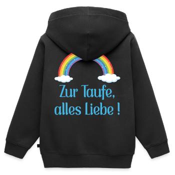 Baby Taufe Glückwünsche - Kinder Premium Organic Zip Hoodie - Schwarz - Hinten - AI Model Kid Male (0cm)