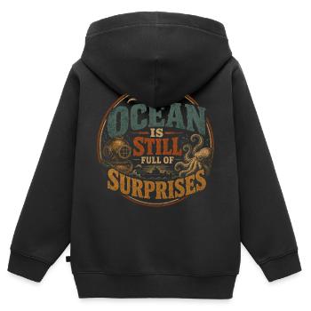 Der Ozean steckt voller Geheimnisse - Kinder Premium Organic Zip Hoodie - Schwarz - Hinten - AI Model Kid Male (0cm)